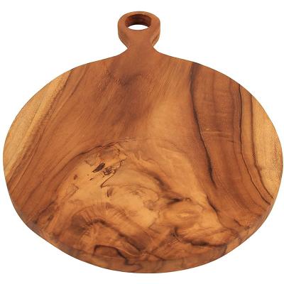 China Sustainable Handmade Round Pizza Board With Handle And Hanging Wooden Cutting Plate Pizza Skin for sale