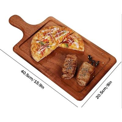 China Sustainable Wooden Pizza Board Pizza Cutting Board Edges Wooden Pizza Paddle Cheese Serving Tray For Bread Cake Bread for sale