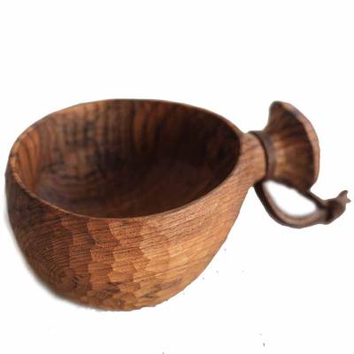 China Whale Minimalist Handmade Wooden Bowl With Handle Can Hang Wooden Coffee Bowl for sale