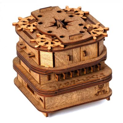 China DIY TOY Wooden Level Ten Difficulty Decryption Cox Mechanism Box Wooden Puzzles For Adults for sale