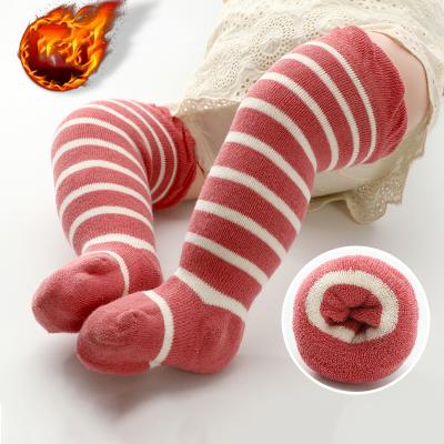 China Autumn High Tube Baby Kids Antibacterial Warm Long Socks Stripe Unique Design Cartoon Animal Cute Baby Socks for sale