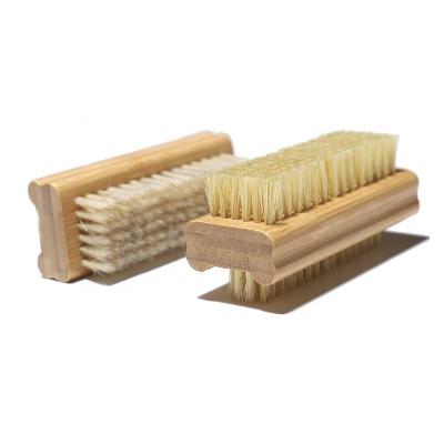 China Beauty Care Make Tools Amazon Hots Sisal Beech Double Side Wash Cleaning Brush Hand Boar Brislte Bamboo Wood Nail Brush for sale