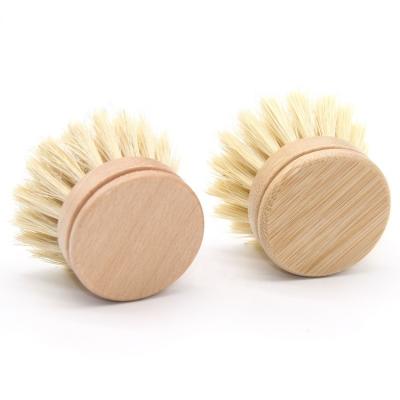 China Wholesale Sustainable Eco Friendly Sisal Beech Long Handle Natural Wooden Kitchen Scrub Dish Cleaning Brush For Head for sale