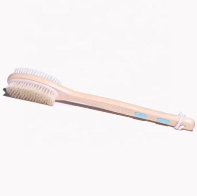 China Amazon Hot High Quality Custom Logo Long Handle Boar Hair Body Massage Brush Double Sided Nylon Bath Brush for sale