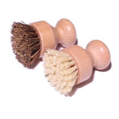 China Viable Wholesale Custom Logo Kitchen Natural Bristle Round Pot Dish Brush Coconut Tree Beech for Cleaning for sale