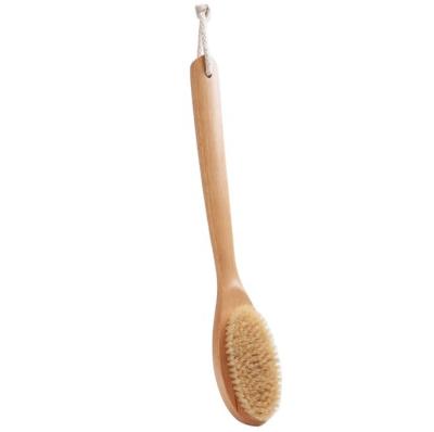 China All Long Handle Natural Natural Boar Wood Bristle Brush Exfoliating Body Dry Skin Bath Brush for sale