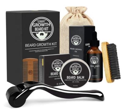 China Travel Wholesale Custom Beard Combs Brushes Growth Kit Set Needle Derma Roller Shaver Cream Wash Brush Black Wooden Beard Comb for sale