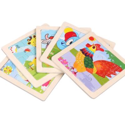 China Cartoon Toy New Style 9 Pieces Jigsaw Puzzle Animal Wooden Toy Kids Educational Cartoon for sale