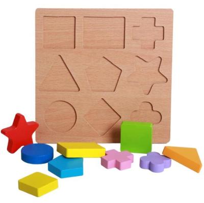 China Best Safe Selling Educational Toys For Kids Colorful Wooden Hand Board 3D Geometric Shape Puzzle for sale