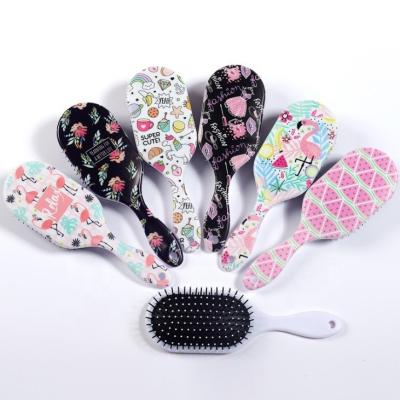 China Home Custom Cartoon Printing Airbag Comb Hair Scalp Massage Brush Styling Tool Plastic Hair Comb For Woman for sale