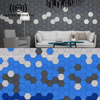 China Minimalist Hexagon PET Head Acoustic Soundproof Wall Panels Self Adhesive Installation for sale