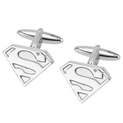 China Fashion Accessories Men's Silver Superman Logo Superhero Comics Cufflinks for sale