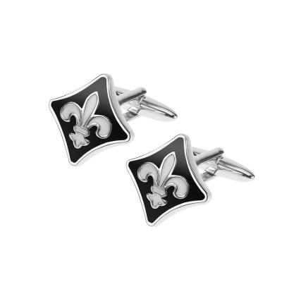 China Fashion Accessories Black Enamel Fleur De Lis Cufflinks For Men's Shirt for sale