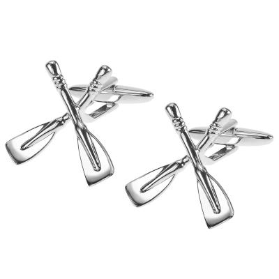 China Fashion Accessories Silver Boat Paddles Sailboat Rowing Sports Cufflinks for sale