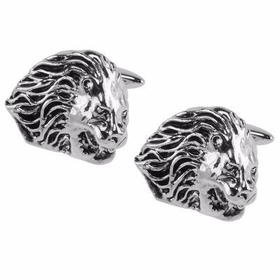 China Unique Design Silver Lion Head Animal Cufflinks Fashion Accessories for sale