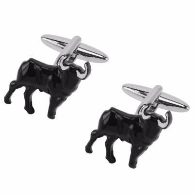 China Fashion Accessories Top Sale New Arrival Custom Black Bull Animal Cufflinks for sale