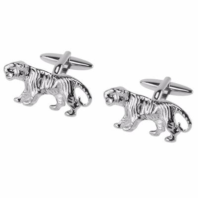 China Fashion accessories cool Tiger Wedding Shirt Cufflinks silver animal for sale