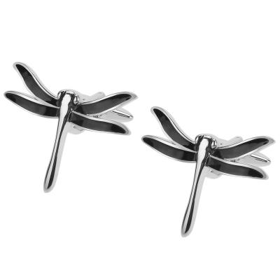 China Fashion Accessories Mens Black Enamel Dragonfly Cufflinks Cuff Links for sale