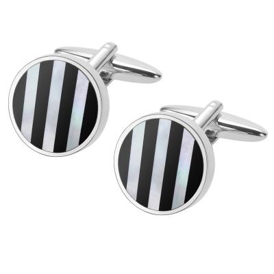 China Impressive High End Fashion Accessories White Mother Of Pearl And Black Onyx Mosaic Cufflinks for sale