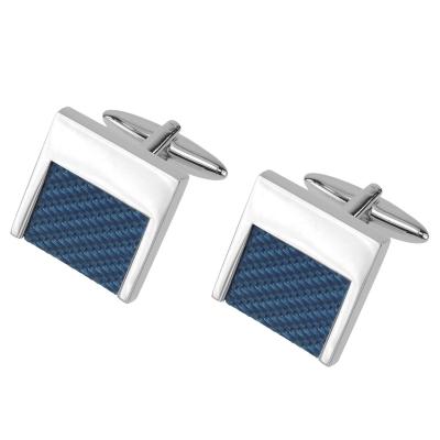 China Fashion Accessories High Quality Blue Carbon Fiber Square Cufflinks for sale