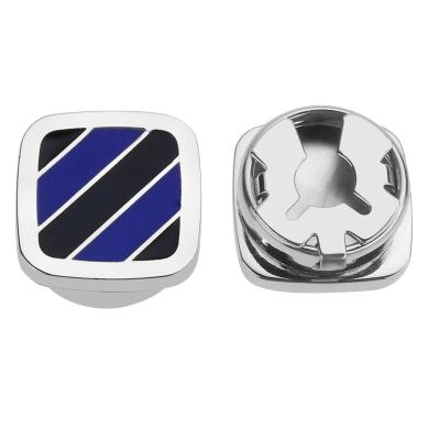 China Other Tone Blue Diagonal Stripe Button Cover Cufflinks For Shirt for sale