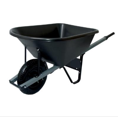 China Durable And Practical PI3 100 L North America 6 Steel Handle Garden Wheelbarrow Plastic Tub Truck for sale