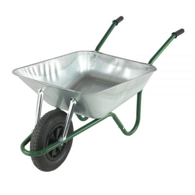 China European garden construction wheelbarrow unicycle 60 l galvanized trough volume farm lawn work for sale