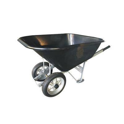 China Durable And Practical PI3 130 L Garden Wheelbarrow 2 Wheel Non-flat Tire Free Plastic Tub Non-flat Handle North America 10 Steel Cart for sale