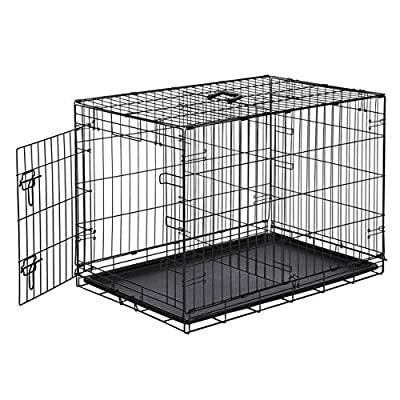 China Metal Wire Mesh Puppy Cage Dog Crate Breathable Steel Dog Facilities Indoor Outdoor With Tray Pan Single Door for sale