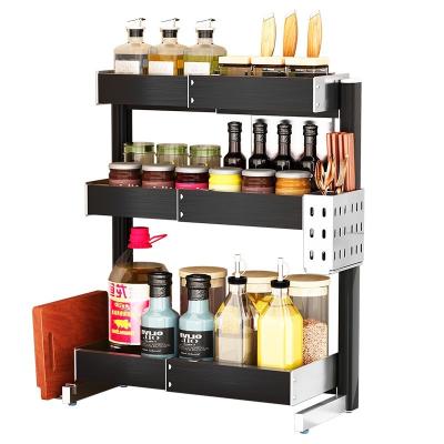 China Hot Selling Multifunctional Freshness Keeping Double-Layer Stand Spice Rack Countertop Organizer Jar Bottle Storage Rack for sale