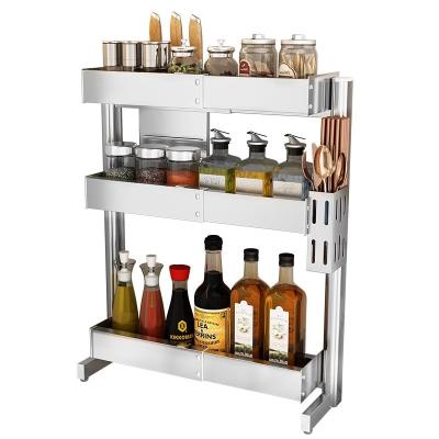 China Vertical Freshness Preservation Kitchen Metal Spice Rack Kitchen Spice Jar Tableware 3 Layers Spice Rack for sale