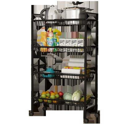 China Hot Selling Morden Household Carbon Steel 3 Tier Kitchen Storage Rack Cart Kitchen Cart with Wheels for sale