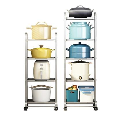 China HOT SALE Morden Kitchen Cookware Storage Racks 4 Layers Iron Pan Pot Organizer Steel for sale