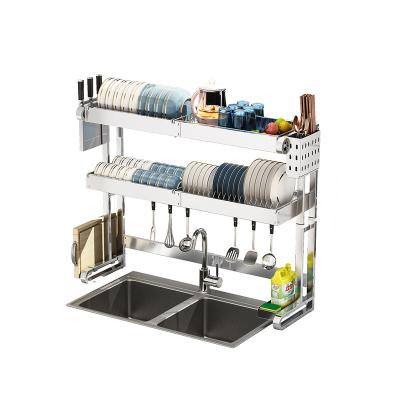 China Mordern China Manufacturer Kitchen Dish Storage Racks 304 Stainless Steel Kitchen Sink Drain Dish Rack for sale