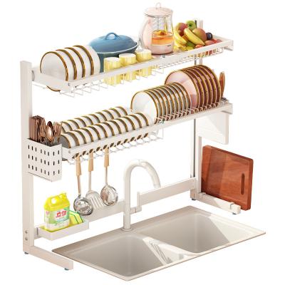 China Mordern Stainless Steel Kitchen Sink Organizer Dish Drying Rack Length Expandable Above Sink Drainer Rack for sale