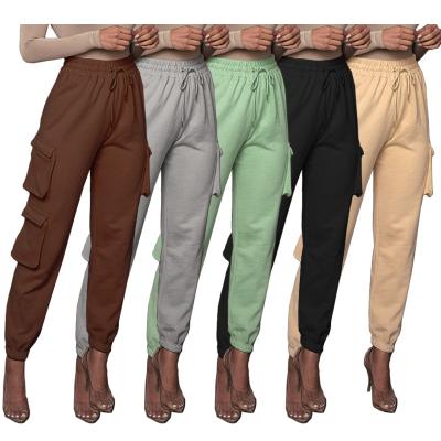 China 2021 Wholesale Women's Cotton Pocket Waist Drawstring QUICK DRY Top Sweat Sweatpants Jogger Pants for sale