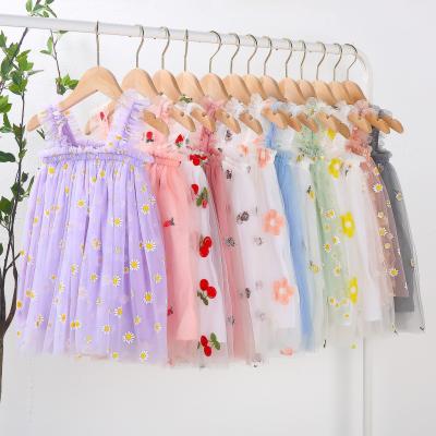 China Korean Children's Clothing Breathable Mesh Dot Sleeveless Children Princess Dress Clothes Girl Dress For Baby for sale