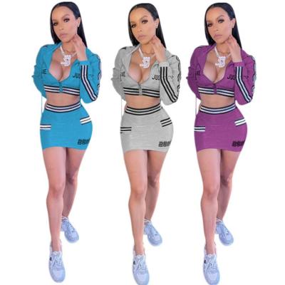 China 2020 Anti-Static 2 Piece Set Women Dress Long Sleeves Short Sport Skirts Ladies Clothes for sale