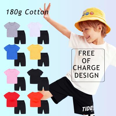 China Factory Wholesale Casual Logo White Short Sleeve Soft Multicolor Kid T-shirts Custom Shorts for sale