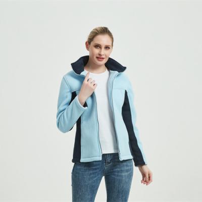 China Navy Blue Women's Double Fleece Jacket Warm Winter Windproof for sale