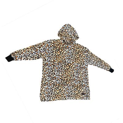 China Keep Warm Womens Loungewear Leopard Print Pajamas Fancy Nightgown With Hood for sale