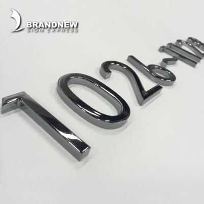 China Suitable for long term work and easy installation 3D acrylic embossed metal chromed letters and numbers for sale