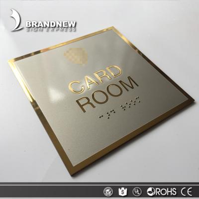 China China Etching High Quality Thin Layer Gold Mirror Stainless Steel Sign With Braille Card for sale