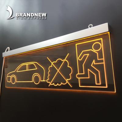 China New Style Shop Mall/Hotel Etc Outdoor Waterproof Acrylic Hanging Plate Emergency Exit LED Plate Sign factory supply company for sale