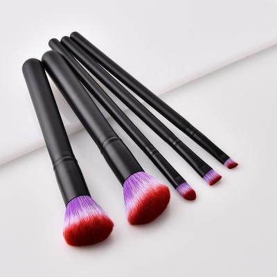 China Wholesale Makeup Brush Set China Purple And Orange Nylon Hair Makeup Brushes Kits 5 Pcs Cosmetic Brushes for sale