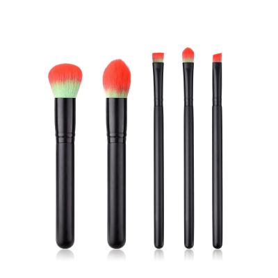 China Makeup Brush Set Wholesale Professional Cosmetic 5 Pcs Blue And Orange Nylon Hair Makeup Brushes Kits for sale