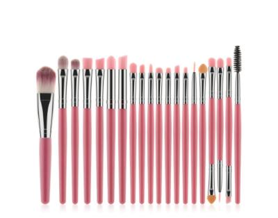 China 20pcs Nylon Professional Makeup Brush Set Professional Pink Wooden Handle Makeup Brush Set Factory Custom Made for sale