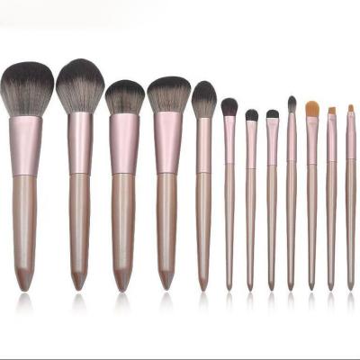 China Angular Blush Luxury Vegan High End Private Label Custom Makeup Brush Set With PU Bag Brush Set for sale