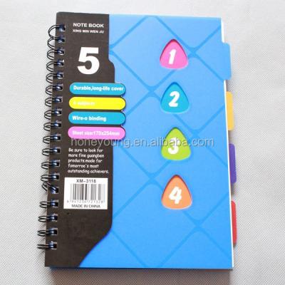 China 2015 PP Spiral Made In China 5 Subjects Double Spiral Notebook for sale