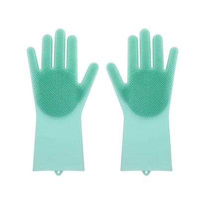 China Custom Food Grade Household Silicone Latex Heat Wash Scrubber Sweep Wash Cleaning Gloves for sale